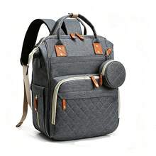 Ransel Ibu Bergaya dengan Lapisan Quilted dan Kapasitas Besar; Tas Popok Multifungsi untuk Bepergian bagi Ibu; Tas Popok Ringan dengan Banyak Kompartemen dan Kantong untuk Snack & Empeng - Navy Blue - View 2