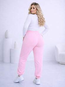 Plus Size Pants - Baby Pink - View 1