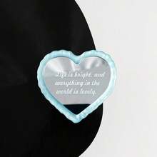 1pc English Heart Mirror Makeup Phone Stand Airbag Telescopic Phone Back Sticker Desktop Movie Watching Stand Portable - Multicolor - View 11