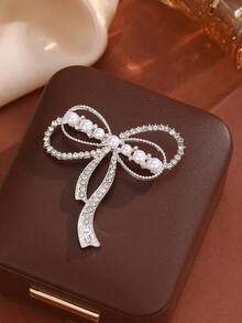 1pc European & American Style Tulip Bow Full Rhinestone Brooch, Decorative Accessory For Suit, Cheongsam, Coat, Bag, Sweater, Jacket, Suitable For Daily Wear, Party, Gift - Bg-0968-1 - View 4