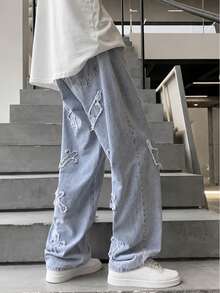 Boys' Campus Fashion Denim Long Pants, Casual Versatile Street Style Straight Leg Jeans - Light Wash - View 6