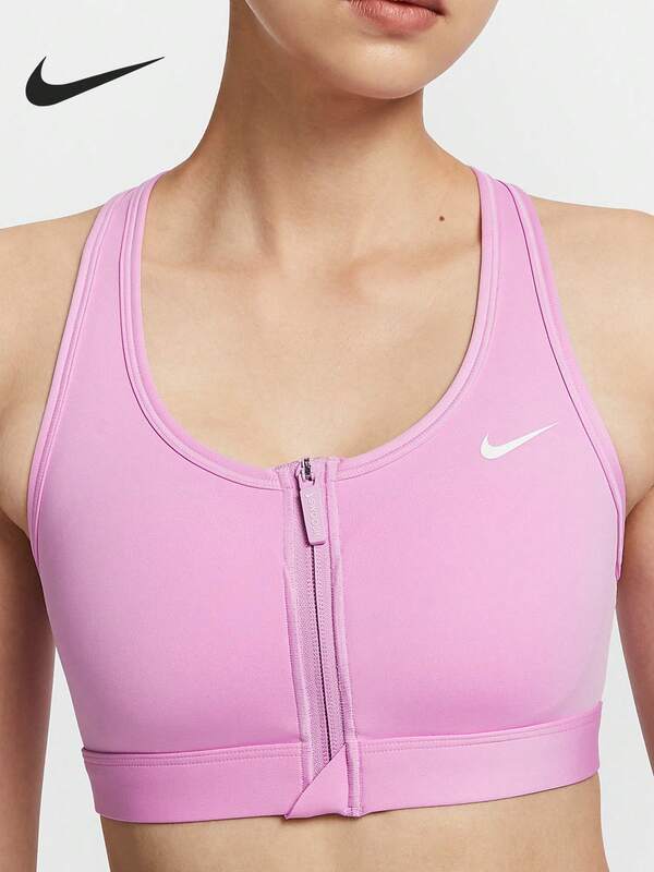 Bra Olahraga Wanita Nike Authentic Swoosh dengan Resleting yang Bernapas dan Mudah Dipakai/Dilepas FN2732-632