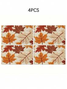 4pcs,6pcs,Autumn Harvest Pumpkin Thanksgiving Table Placemats,Rectangular Tablecloth,Washable,Suitable For Family Dinner,Coffee Table,Durable Kitchen And Dining Room Decor,Table Decoration Party And Scene Decoration,Home Decor - Multicolor - View 9