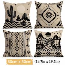 4pcs/1pc Western Desert Geometric Pattern Pillow Covers, Single-Sided Printed Pillow Covers, Suitable For Living Room, Bedroom, Home Decor, All-Season Pillow Covers - Multicolor - View 15