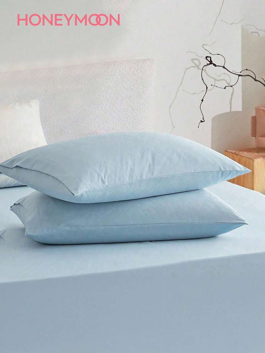 HONEYMOON 1pc Solid Color Pillowcase - 100% Polyester Fabric, Soft, Breathable, Wrinkle-Resistant, Envelope Closure, No Filling - Suitable For Home, Dorm, Sofa, Blue - Blue - View 1