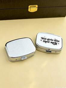 4-Piece Printed Pattern Square Pill Box, Printed Capsule Box With Mirror And Divider Design, Mini Pill Box, Portable Pill Storage Compartment, Mini Metal Storage Box, Portable Jewelry Box, Travel Pill Box, Weekly Pill Organizer, Suitable For Daily Medication, Essential For Doctors And Nurses, Emergency Needs, Travel And Hiking First Aid, Travel Emergency Kit, Suitable For Travel, Business Trip, Vacation, Dorm, Small Gift For Family, Teachers, Doctors, Back To School Gift, Teacher's Day Gift, Nurse Gift - Multicolor - View 5