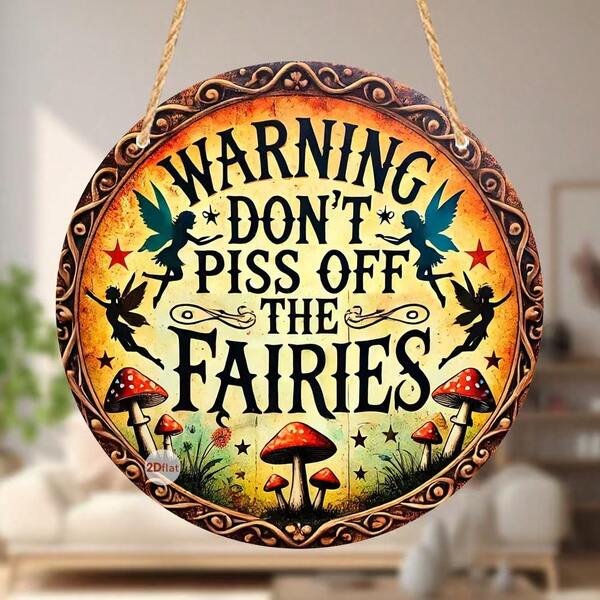 Whimsical Fairy & Mushroom Wall Art Decor Plaque - Vintage Country Style Decoration, Vibrant Colors, 2D Flat Effect, Suitable For Living Room, Garden, Patio And Fairy Tale Themed Decor | Fantasy Themed Decoration