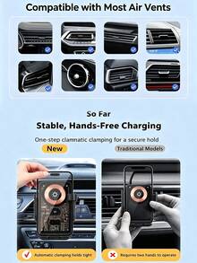 Dudukan Ponsel Mobil Nirkabel Otomatis, Dudukan Ventilasi Udara, Pengisi Daya Nirkabel, Braket Navigasi Mobil Universal Rotasi 360° untuk Smartphone - D18 - View 2