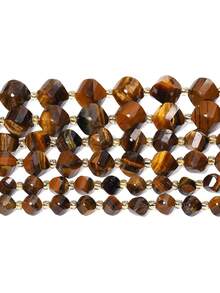 1 Strand Natural Yellow Tiger Eye Stone Beads 6/8/10mm Faceted Twist Shape Beads Loose Spacer Beads For Jewelry Making Diy Accessories - Multicolor - View 7