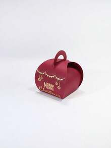 10pcs Festive Christmas Favor Boxes, Cute Curved Paper Gift Packaging With Bowknot Closure And Metallic Gold Lettering, Easy Assembly Holiday Boxes For Stocking Fillers, Winter Parties, Seasonal Giveaways And Family Celebrations - 5.5X5.5X6.5cm - View 12