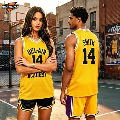 Men's #14 90's Friends Movie The FreshPrince Of Bel Air Basketball Jersey,Letter Embroidered Streetwear Vest