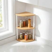 3/6‑Tier Corner Shelf Unit, Freestanding Wooden Look Corner Storage Rack, Multi‑Layer Display Shelving For Living Room Bedroom Bathroom Hallway - A - View 8