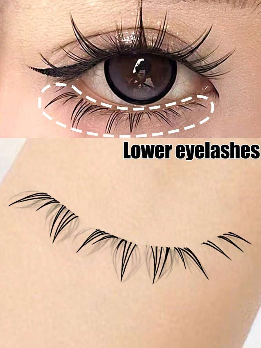 5 Pairs Transparent Stem Natural False Eyelashes, Japanese Anime Style Exaggerated DIY Cosplay Lower Lashes, Reusable, Suitable For Women And Girls, Comfortable Strip False Eyelashes - Multicolor - View 1