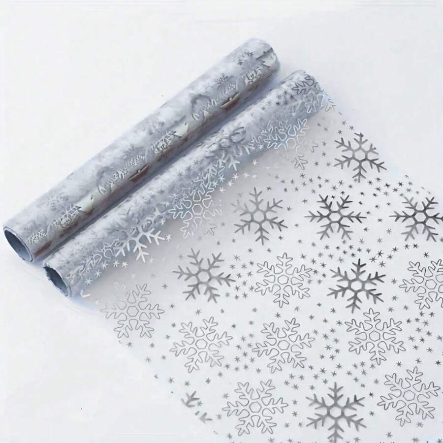 1 Roll Snowflake Table Runner, Polyester Mesh Material, Exquisite And Beautiful, Suitable For Dining Room, Kitchen, Bedroom, Wedding And Other Scene Decoration, Christmas, New Year, Winter And Other Holiday Scene Decoration - View 1