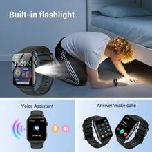 Blackview 中性智能手錶，附 LED 閃光燈運動手錶，藍牙通話，IP68 防水，適用手機/Android，健身手錶，含心率監測、睡眠追蹤、計步器、卡路里計算、血壓監測，送給男士或女士的禮物 - 查看 3