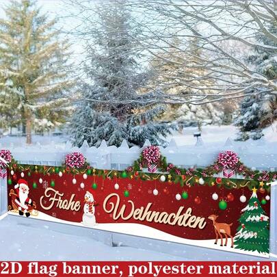 2D Flat Flag, 2D Flat 2D Flat, 2D Flat A 2D Flag, Featuring Merry Christmas Design, Perfect For Holiday Parties And Photo Booths