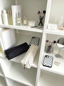 Polka Dot Makeup Bag, Minimalist Canvas Zipper Cosmetic Storage Bag, Portable Travel Toiletry Organizer, Multi-Functional Stationery Pencil Case, Suitable For Women And Girls - Multicolor - View 8