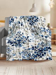 1pc Soft & Comfortable Modern Floral Pattern Flannel Blanket, 2D Printed Throw Blanket For Office Nap, Sofa & Bed Decor, Outdoor Camping Leisure, Gift Blanket For Family & Friends - Multicolor - View 3