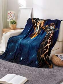 Soft & Comfortable 280gsm Blanket, Animal & Floral Print Pattern, Outdoor Camping Leisure Blanket, Multi-Purpose Blanket For Sofa, Bed And More, Suitable For Home, Picnic, Travel, All Seasons Comfort, Modern Style, Polyester, Machine Washable - Multicolor - View 2