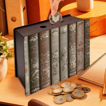 1pc Wooden Money Box, 2D Printed Book Image Design, Family Cash Digital Savings Plan Coin Bank, Cool Holiday Gift For Teens, Non-Electric Coin Storage Essential, Great Gift Idea, Rectangular Storage Money Box, Suitable For Christmas - Light Grey - View 5