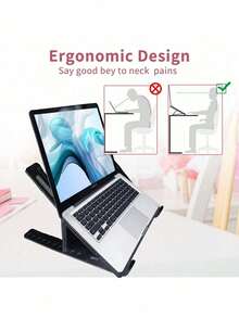 ABS Folding Laptop Stand, Multi-Position Height And Angle Adjustable, Compatible With Various Laptop Sizes; Full Silicone Anti-Slip Soft Padding, Support Feet And Back Panel Fully Covered With Anti-Slip Pads, Anti-Slip And Anti-Scratch To Protect Devices. Hollow Triangular Support Structure Provides Ventilation Space, Accelerates Laptop Cooling, Reduces Overheating - Multicolor - View 7
