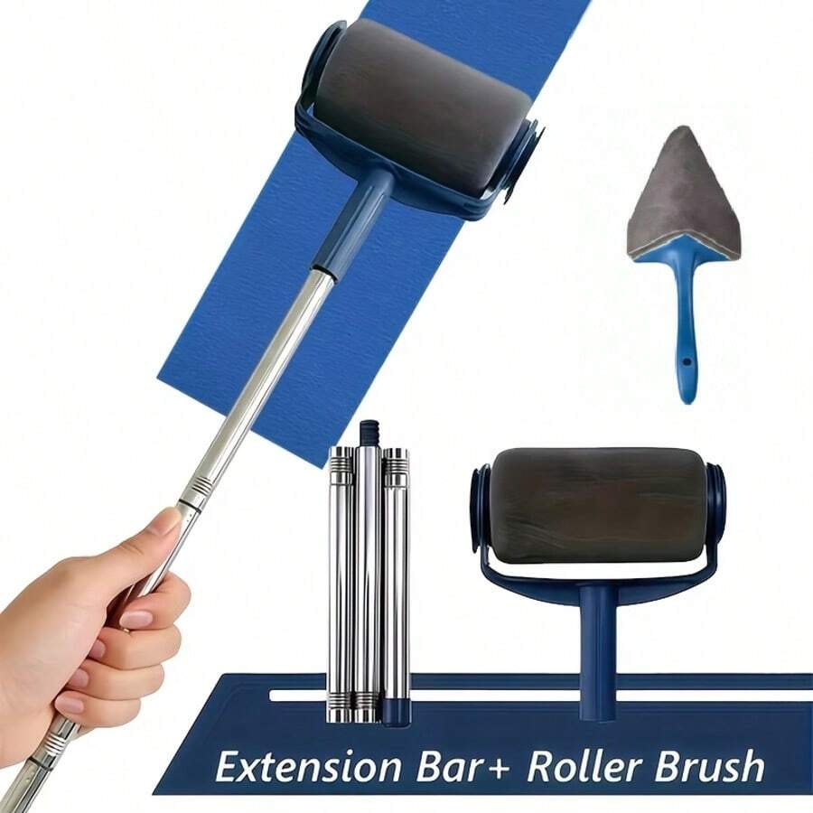 1 Set Multi-Functional Paint Roller Kit - Roller Brush + 3-Section Extension Pole + Triangular Gap Brush, High-Density Brush Head For Even Application. Suitable For Latex And Wall Paints, Easy To Operate. Ideal For Wall Patching, Living Room