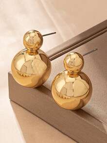 1 Pair Exquisite Shiny Polished Round Ball Stud Earrings, Minimalist Ball Earrings, Gift For Friends - Ball Stud Earrings - View 5
