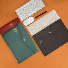 Business Snap Button A4 Vintage Document Storage Bag, Thickened Waterproof PP Envelope Bag, Office File Folder - Multicolor - View 1