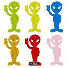 2pcs Neon Reflective Safety Stickers, Fun Alien Design - Suitable For Cars, Bicycles, Motorcycles, Backpacks - Night Visibility Decals, Durable Adhesive, Long-Lasting Reflection, Perfect For Vehicle Owners - Multicolor - View 5