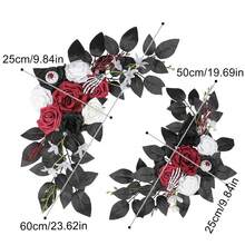 Halloween Flowers Welcome Sign Decoration With Skeleton And Eyeballs Realistic Artificial Flowers For Party Wedding Cafe - Q - View 8