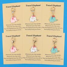 3pcs/6pcs Cute Travel Elephant Enamel Lobster Clasp Keychain, "Travel Elephant" Paper Card, Good Luck Journey Pocket Hug Friendship Gift - Multicolor - View 11