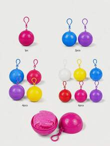 1/2/4/6/8pcs Portable Rain Poncho Ball Keychain, Each Ball Includes 1 Random Color Disposable Hooded Raincoat, Compact Emergency Rain Poncho With Round Storage Case And Hook For Music Festivals, Travel, Camping, Hiking & Outdoor Use - View 8