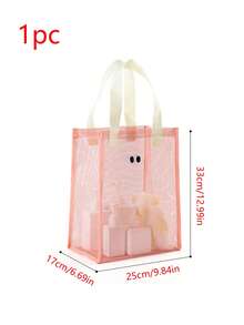 1pc Large Eyelet Mesh Casual Travel Handheld Beach Swimming Washbag Storage Bag Toiletry Bag,Makeup Organizer,Room Décor - Multicolor - View 12
