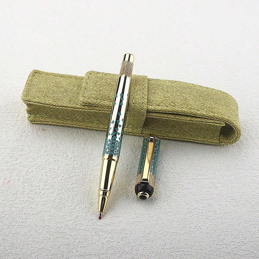 Luxury Metal Ballpoint Pen Set Retro Carved Pattern Rollerball Pen With Fabric Pen Bag Business Birthday Gift Pen For Collection - 1350 - View 1