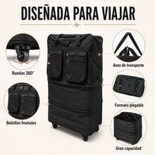 Rolling Travel Bags - Black - View 3