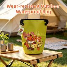 Mesuca Roll-Top Waterproof Swimming Storage Bucket Bag, Disney Cartoon Character Style, Neon Green Print, Lightweight Large Capacity, Sand-Proof, Adjustable Shoulder Strap, Suitable For Beach Camping Travel, 1pc - View 3