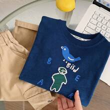 Boys' All-Match T-Shirt, New Autumn Style, Royal Blue Casual Versatile Top, Soft Handsome Pullover - Blue - View 8