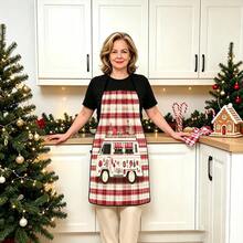 1pc Christmas Santa Claus, Christmas Bell, Christmas Snowflake, Christmas Reindeer, Christmas Tree, Christmas Snowman, Christmas Penguin, Christmas Cartoon Animal Pattern Chef Apron, Apron, Suitable For Home Decor And Kitchen Use. Made Of 100% Polyester Material, Designed As Sleeveless Style, Perfect For Home Kitchen, Outdoor BBQ Cooking. This Printed Apron Is Unisex, Machine Washable And Reusable, A Kitchen Essential - Multicolor - View 1