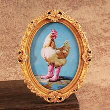 1pc Pink Chicken Pattern Wooden Fridge Magnet, Suitable For Home Refrigerator And Mailbox Decoration, Craft Gift! - one-size - View 5