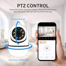 Camera an ninh không dây trong nhà 360° toàn cảnh, hồng ngoại nhìn đêm, điều khiển từ xa qua điện thoại WiFi, 1080P HD, kết nối WiFi 2.4G, đàm thoại hai chiều, màn hình giám sát an ninh thông minh - trắng - Xem 9