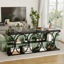 Sofa & Console Tables - Black Wood Grain - View 1