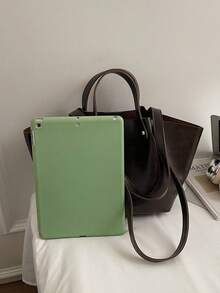 Metal Hardware Buckle Decor, Large Capacity Multi-Item Storage Magnetic Closure Minimalist Commuter Style Tote Bag, Suitable For Office Workers Daily Commute, Work, Shopping, Business Travel And Versatile Matching - Coffee - View 3
