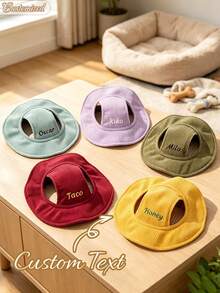 Custom Dog Hat With Ear Holes, Summer Sun Protection Hat For Dogs, Adjustable Dog Sun Hat, Personalized Corduroy Pet Baseball Cap, Suitable For Small, Medium And Large Dogs, Puppy Gift - Multicolor - View 6