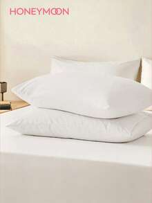1 pieza Funda de almohada de unicolor, sin relleno de almohada, funda de almohada suave, resistente a las arrugas, resistente a la decoloración, transpirable, sin relleno, lavable a máquina - Blanco - Ver 1