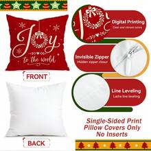 4pcs/1pc Christmas Blessing Pattern Pillow Case Without Insert, Single-Sided Printed Pillow Case, Suitable For Living Room Bedroom Home Decor, All-Season Pillow Case - Multicolor - View 3