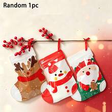 10 buah Kantong Hadiah Natal Berbentuk Kaus Kaki untuk Camilan/Permen Natal, Kantong Kemasan Hadiah Kecil untuk Permen Liburan/Dekorasi Pohon Natal, Tersedia Berbagai Gaya - View 11