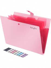 1pc Expandable File Folder, Accordion Style File Storage Bag With Label Stickers, Portable Paper Storage Wallet, Suitable For School Office Supplies Back To School Season - A - View 4