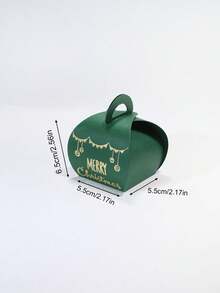 10pcs Festive Christmas Favor Boxes, Cute Curved Paper Gift Packaging With Bowknot Closure And Metallic Gold Lettering, Easy Assembly Holiday Boxes For Stocking Fillers, Winter Parties, Seasonal Giveaways And Family Celebrations - 5.5X5.5X6.5cm - View 10