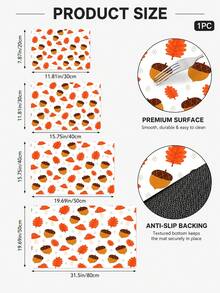 1pc Pumpkin Pattern Diatomaceous Earth Kitchen Dish Drying Mat, Absorbent Dish Drying Pad, Coffee Machine Mat, Dishwashing Mat, Sink Mat, Kitchen Countertop Protector, Suitable For Cups, Plates, Tableware And Kitchen Decor - Multicolor - View 3