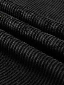 Men's Spring/Autumn Letter Print Drawstring Waist Pocket Loose Casual Corduroy Long Pants - Black - View 6